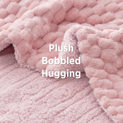 Image of Bedsure Heated Blanket Throw, Pink Bubble Pattern Electric Blanket