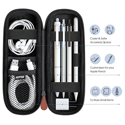 Image of AGPTEK Case Holder for Apple Pencil, Slim PU Leather Carrying Case Pouch Cover Compatible with Apple Pen Accessories, USB Cable, Earphone,Samsung Stylus iPad Pro Pen /Pencil, Recording Pen, Black | for Apple Pen Accessories, MP3 Players, USB Cable, Earphone, Samsung Stylus iPad Pro Pen /Pencil, Recording Pen (Black)