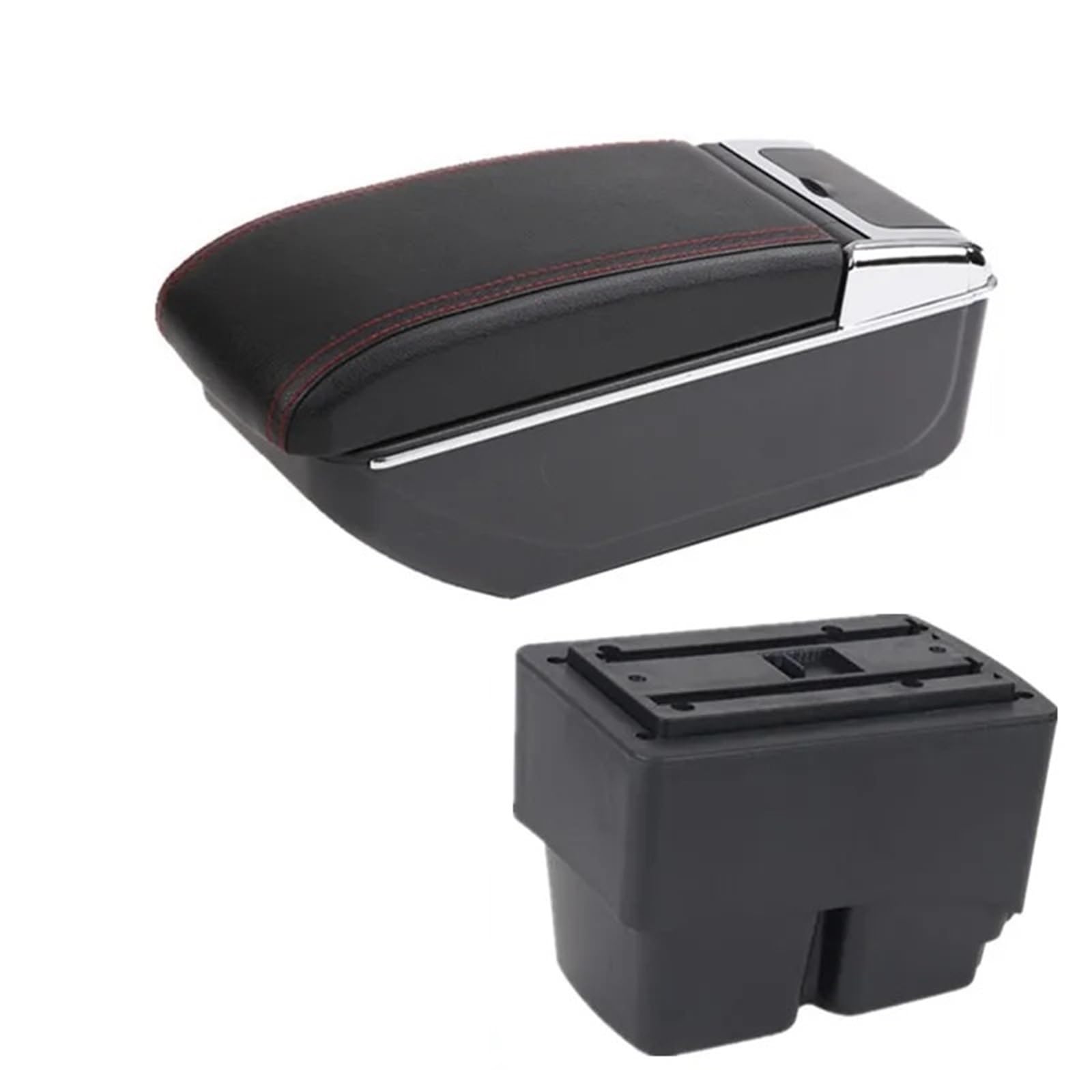 Hguvsjd Armrest Box For For Fiesta MK7 2009-2017 Armrest Storage Box Dedicated Retrofit Interior Accessories Car Armrests(B red line NO USB)