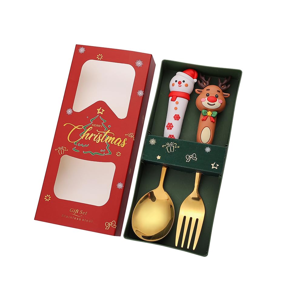 MALSSE Christmas Themed Cutlery Set 410Stainless Steel Spoon and Fork Festival Dining Accessories for Various Occasion Dining Festival Accessories