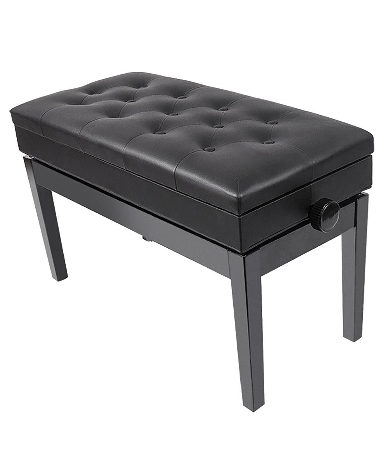 Sgabello per pianoforte e tastiera, 10 cm, sollevamento idraulico, nero, con contenitore, 76 x 39 x 48-58 cm