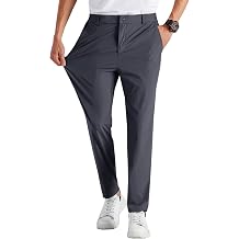 Runcati Mens Stretch Golf Pants Casual Slim Fit Dress Pants Elastic Waist Tapered Work Cropped Trousers