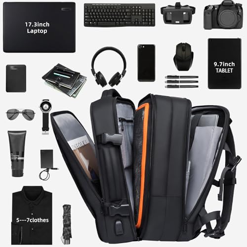 Image of 35-45L Carry On Backpack Weekender Travel Backpacks 17.3 inch Laptop Back Pack Business Expandable Bag for Men and Women