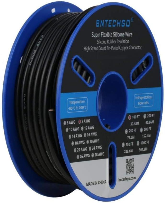Best Deal 🛒 BNTECHGO 8 Gauge Silicone Wire Spool 100 ft Black Flexible 8 AWG Stranded Tinned Copper Wire Buy 1 get 1 BNTECHGO 8 Gauge Silicone Wire Spool 100 ft Black Flexible 8 AWG Stranded Tinned Copper Wire