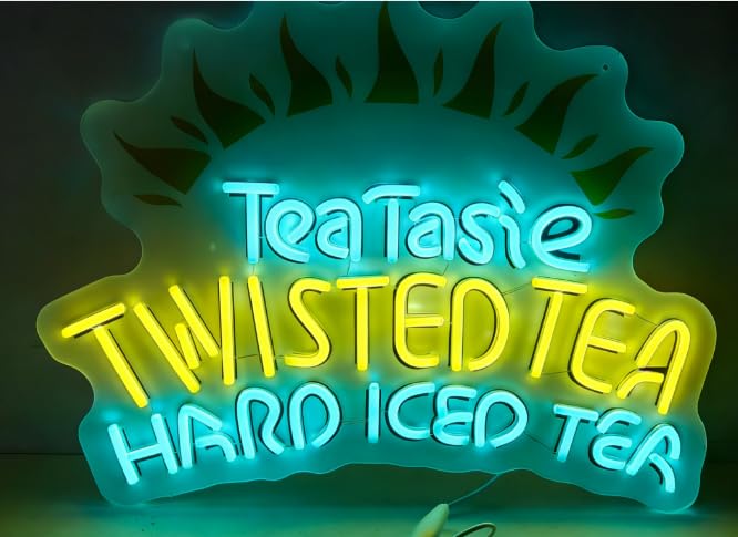 Image of Twisted Tea The Original Hard Iced Tea Neon Sign Bar Tube,Neon Signs for Office Hotel Wedding Birthday Party Man Cave Neon Light Art Wall Lights 14 X 17 Inches Handmade LED Neon Tubing Signs