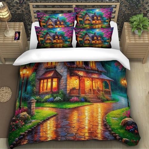 Housse de couette microfibre confort 135x200 cm avec impression paysage 3D haute définition - 4