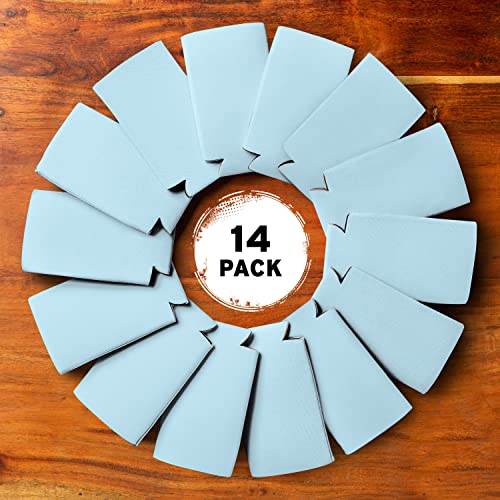 Image of Slim Can Cooler Sleeves (14-Pack) Soft Slim Can Koolie for White Claw Seltzer & Slim Beer - HTV Blanks for Vinyl Projects - Skinny Can Koolies Bulk - Tall Can Coolies for Slim Cans (Light Blue)