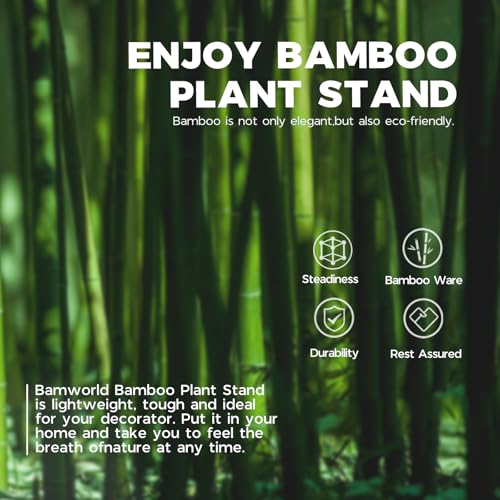 Bamworld ZU04-6C-BROWN Plant Stand Indoor, 6 Tier Bamboo Corner Plant Shelf thumb #4