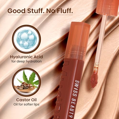 Image of Swiss Beauty Mudpie Lipstick | Soft Matte Mousse Finish | Highly Pigmented | Non-Transfer | Long-Lasting Wear | Infused with Hyaluronic Acid & Castor Oil | Shade-16. Innovator, 3g