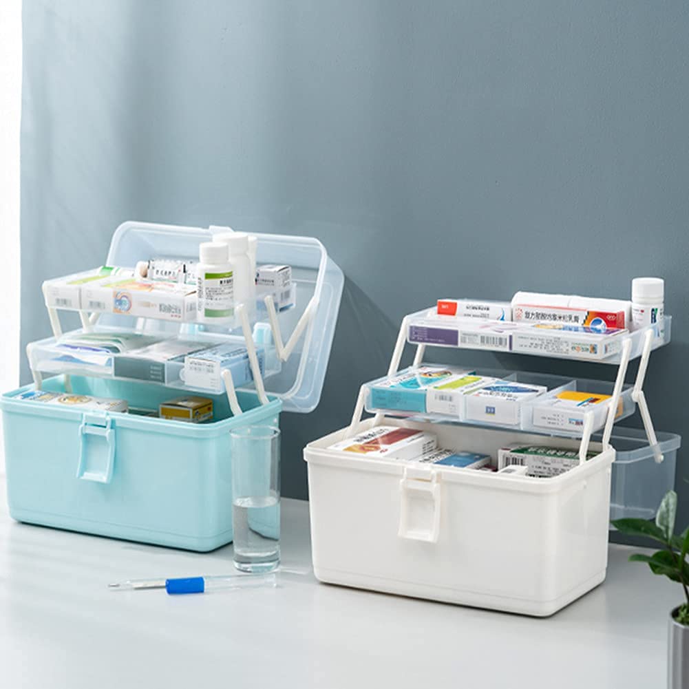Apteczka pierwszej pomocy Puszka do przechowywania leków w domu Organizator Pudełko z przegródkami Apteczki Białe, s(White,L)
