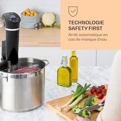 Miniatura 2 de Klarstein Quick Stick Sous Vide Térmica Vakuumgar Schwarz Flex, Máquina De Cocción Al Vacío, 1300 W, 0-95 C, Pantalla Lcd Táctil, Resistencia Al Agua Ipx7, Hasta 20 Litros, Negro
