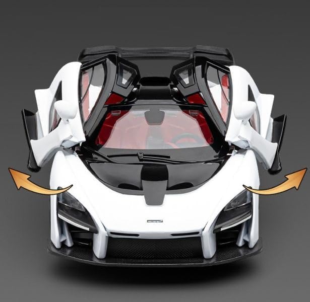 Image of WORSHIPER Compatible for 1:24 Mclaren Senna Toy Car Model, Diecast Collectible Pull Back Model Car with Sound and Light, Toy Gift Vehicles for Adults Kids Boys Girls (1:24 Mclaren Senna-White Color)