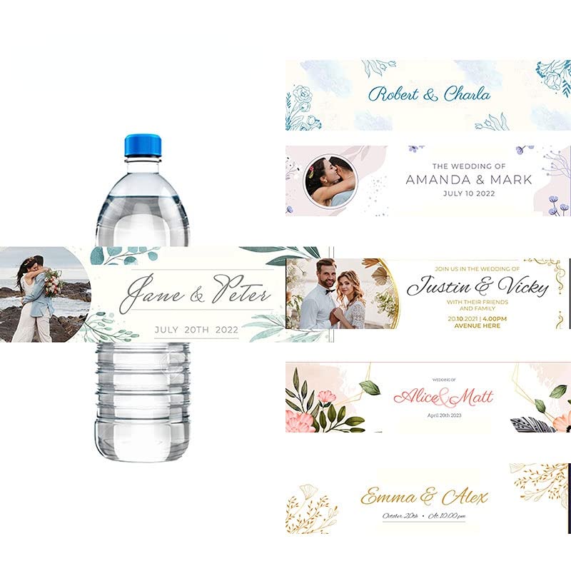 30pcs New Customized Wedding Bottle Labels DIY Photo Text Wedding Sticker Wedding Photos Banner Waterproof Wedding Decoration (B)