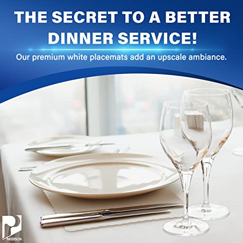 Paterson Paper White Paper Placemats Disposable - 10” X 14”- Bulk 1000 Count - Scalloped Economy Newsprint #TOP1