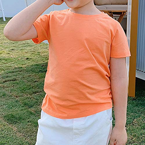 Image of KISBINI Little Girls Boys Short Sleeve T-Shirt Cotton Solid Tees for Toddlers
