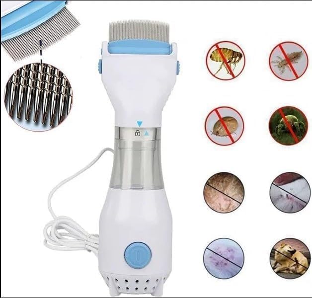 Image of Electric Head Lice Comb - Chemical-Free Lice & Nits Removal Tool with Suction - Reusable Lice Capture Comb for Kids & Adults - Safe, Gentle, and Effective Hair Vacuum Machine (WHITE)