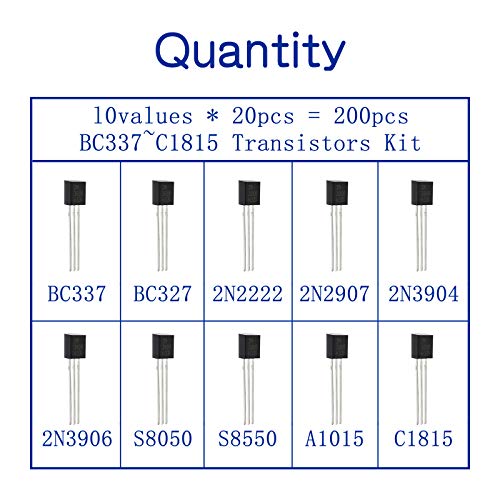 image for 10 Values 200pcs npn Transistor kit, WOWOONE Transistor Assortment, BC