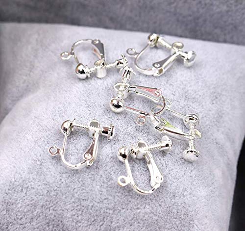 Lassum 10 Pcs Silver Plated Clip-On Earring Converter With Screw Adjustment For Diy Earrings,14X15Mm #TOP3