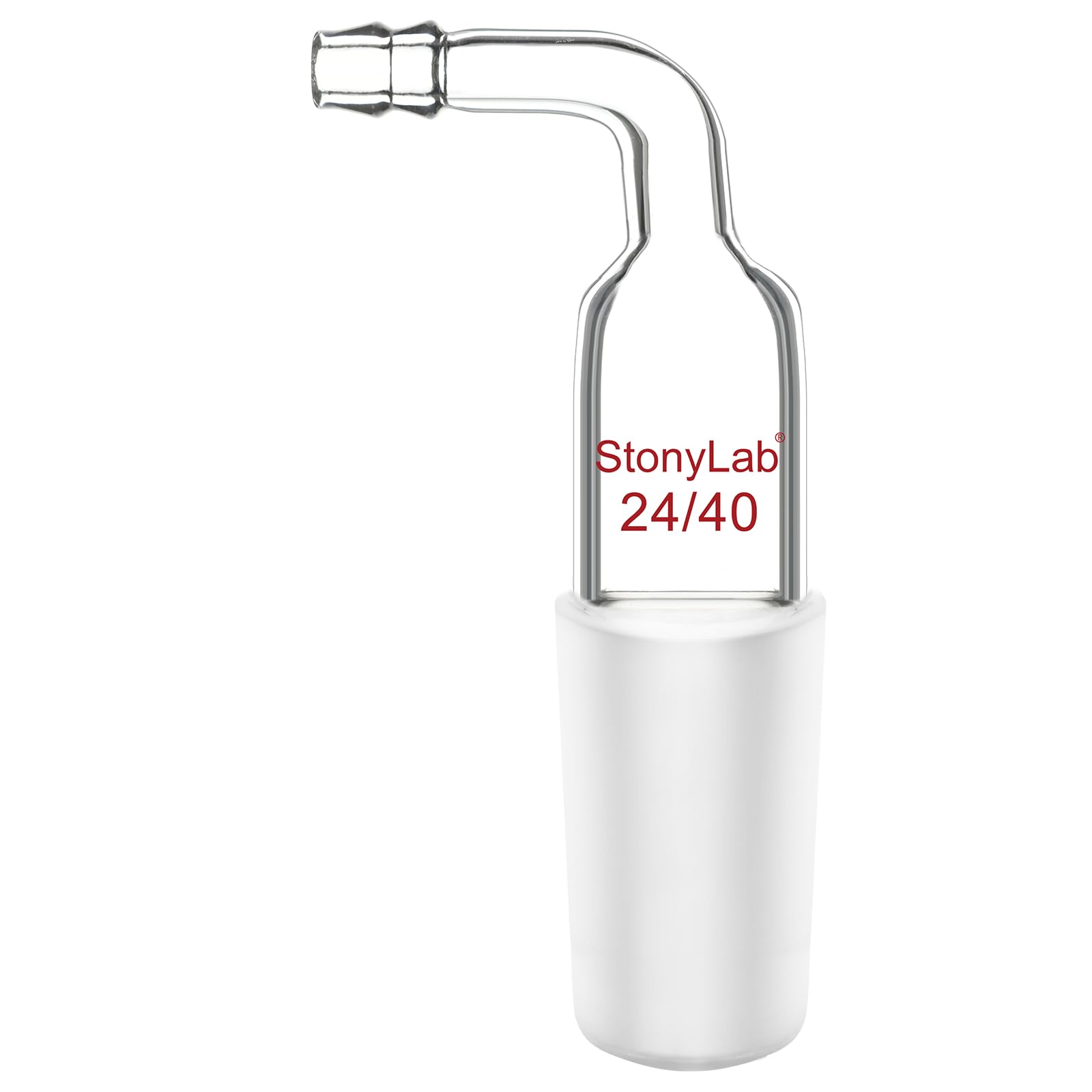 stonylab Adaptateur d'Entrée Coudé, 1 Pack Adaptateur d'Entrée Coudé en Verre Borosilicaté avec Raccord 24/40 et Connexion de Tuyau Verrerie de Laboratoire