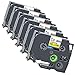 Produktbild Xemax Kompatibel Brother TZe 9mm Ersatz für Brother TZe 221 TZe 121 TZe 421 TZe 521 TZe 621 TZe 721 Tape Cassette 9mm Bänder für PT-1000 PT-H105 PT-H105WB PT-1010 PT-1280 PT-D400 PT-900, 6er-Pack