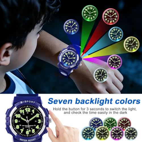 Image of CKV Kids Watch Analog Waterproof Time Teaching for Boys Girls | Acuurate Time Easy to Read with Soft TPU Band Thoughtful Present for Children age 5-15