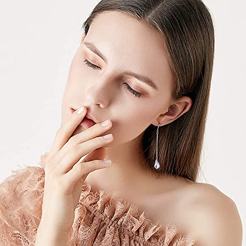 Aoboco Sterling Silver Teardrop Dangle Drop Earrings - Aurora Borealis Crystals From Austria - Hypoallergenic French Hook Earrings - Fine Anniversary Birthday Jewelry Earrings Gifts For Women #TOP1