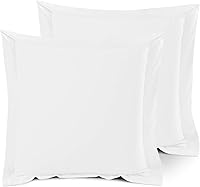 Nestl Euro Pillow Shams Set of 2 (26x26) - Ultra Soft Double Brushed Microfiber Covers, Hotel Luxury with 1.5" Flange - White