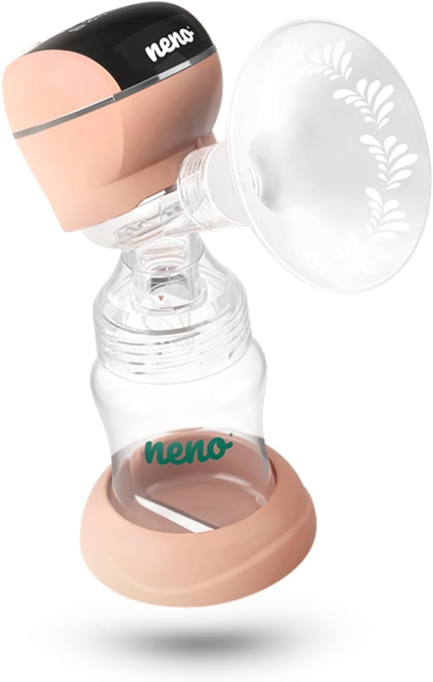 NENO Primo Milchpumpe Elektrisch Tragbare – Milch Pumpe Kabellos – Muttermilch Abpumpen mit Elektrischer Brustpumpe – mit 2 Milchbeuteln & Sauger – 5 Modi & 9 Stufen – BPA-frei – LED-Anzeige