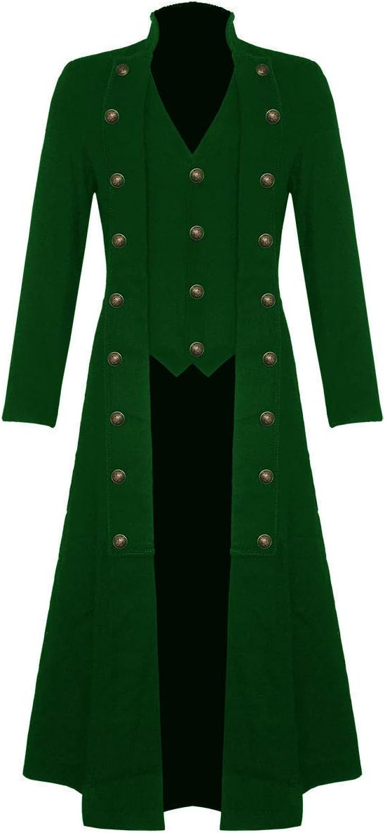 PASLTER Men’s Halloween Steampunk Jacket Victorian Gothic Tailcoat Vintage Costume Tuxedo Frock Coat Uniform VTG