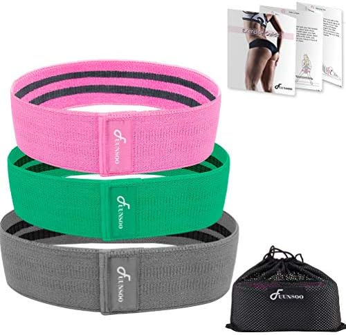FUUNSOO Hip Resistance Bands for Legs and Butt Exercise Bands Thigh Workout Bands Fitness Circle Booty Loop Bands Rubber Bands Sports Bands Cloth Bands for Hips, Set of 3 (3 Packs)