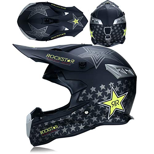 Woljay Motocross Off Road Street Dirt Bike Full Face Motorcycle Helmet MX MTV (Black, M)