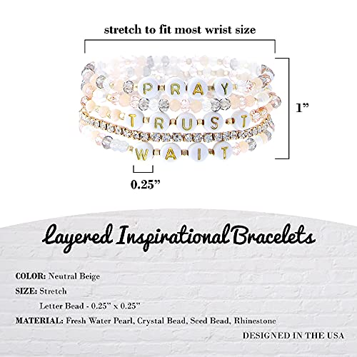 NTLX Inspirational Message Multi Strand Beaded Stackable Stretch Bracelets for Women - Bohemian Boho Style Bracelets – Beautiful Faceted Glass Beads – Gift Box Included2