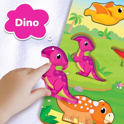 dinosaur puzzle board for kids jumbo wooden puzzles dinosaur toys for kids 2 3 4 year old boys and girls montessori toys and preschool learning activities for toddlers ages 2-4 by lucas amp friends