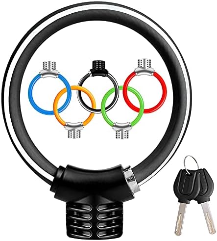 Bicycle Lock,Reflective Strip Small Portable Ring Safety Anti-Theft Tamper Proof Shear Resistance Thickened Steel Cable Alloy,Apply to Mountain Bike Road Cycling Touring Foldable Bicycle