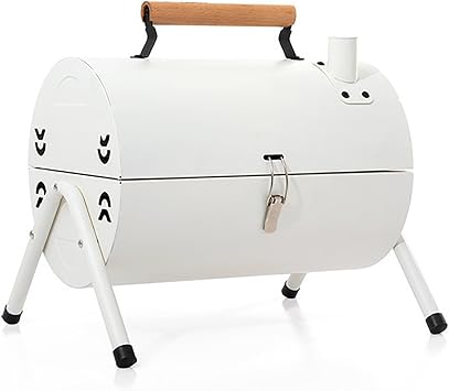 Portable Charcoal Grill,Small BBQ Grill with Smoker Double-Side Use,Mini Tabletop Barbecue Grill,Outdoor Charcoal Barrel BBQ Grill for Backyard Camping Picnics Compact Camping Grills