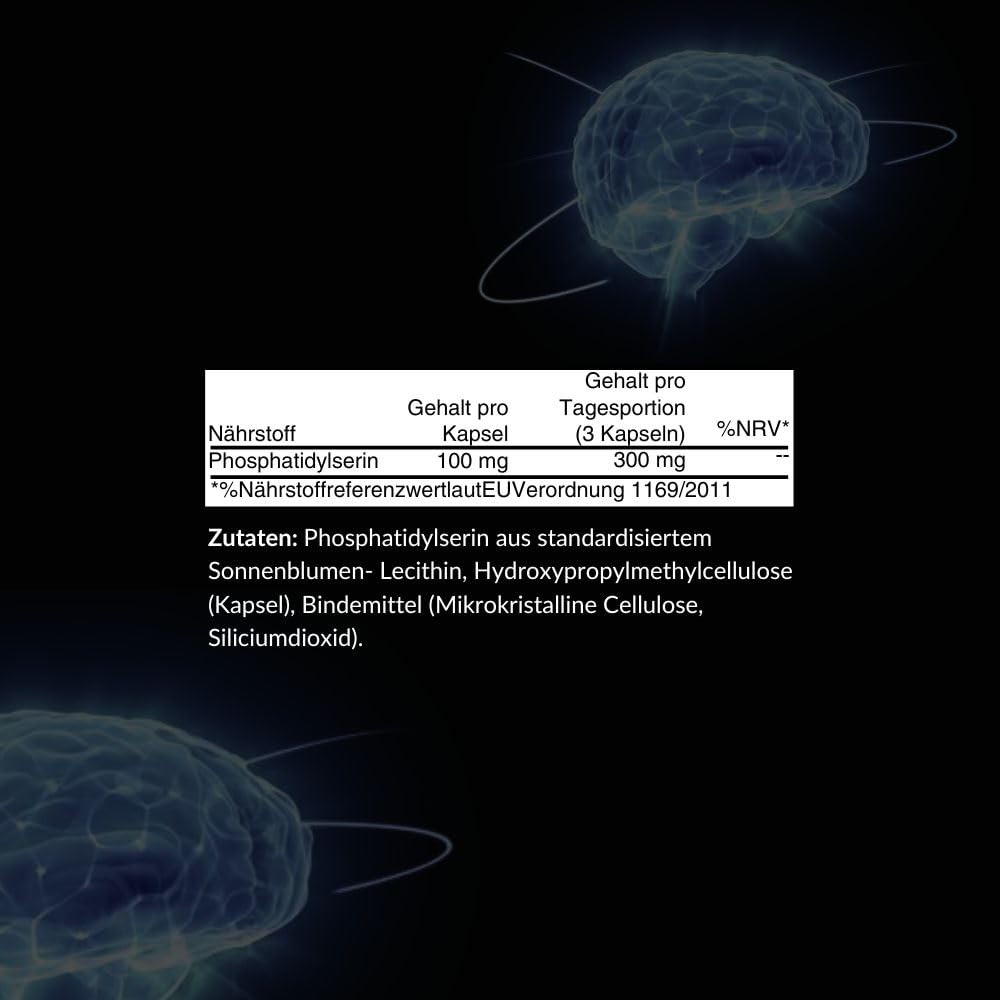 Intelligent Labs Phosphatidylserin-Nahrungsergänzungsmittel 100 mg, 90 hochwirksame Kapseln, 100% Soja und allergenfrei, reines Phosphatidylserin aus Sonnenblumenlecithin