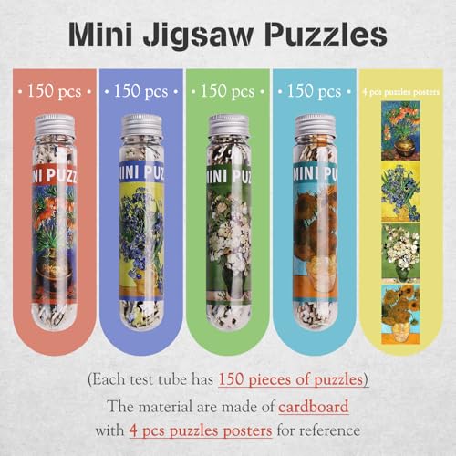 MISITU Mini Rompecabezas de 150 Piezas para Adultos, Juego Portátil de 4 Puzzles con Tema Floral miniatura 4