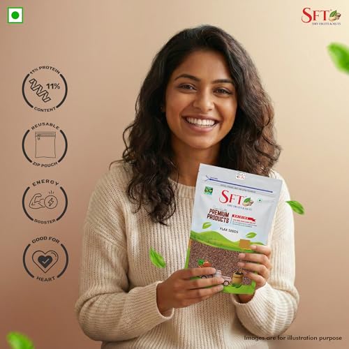 Image of SFT Raw Flaxseeds | 500 Gram | Rich In Antioxidants | Rich In Protein & Dietary Fibre, Source Of Iron & Dietary Fibre
