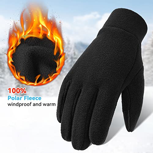 Ozero Warm Gloves Touch Screen Winter Thermal Glove Liners Elastic Cuff Soft Polar Fleece In Cold Weather For Men And Women (Black,Large) #TOP3