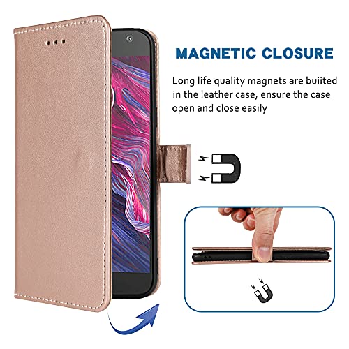 Fdcwtsh Compatible With Motorola Moto X4 Wallet Case Wrist Strap Lanyard Leather Flip Cover Card Holder Stand Cell Phone Cases For Motox4 X 4Th Generation 4X 4 Gen Android One Xt1900-1 Rose Gold #TOP3