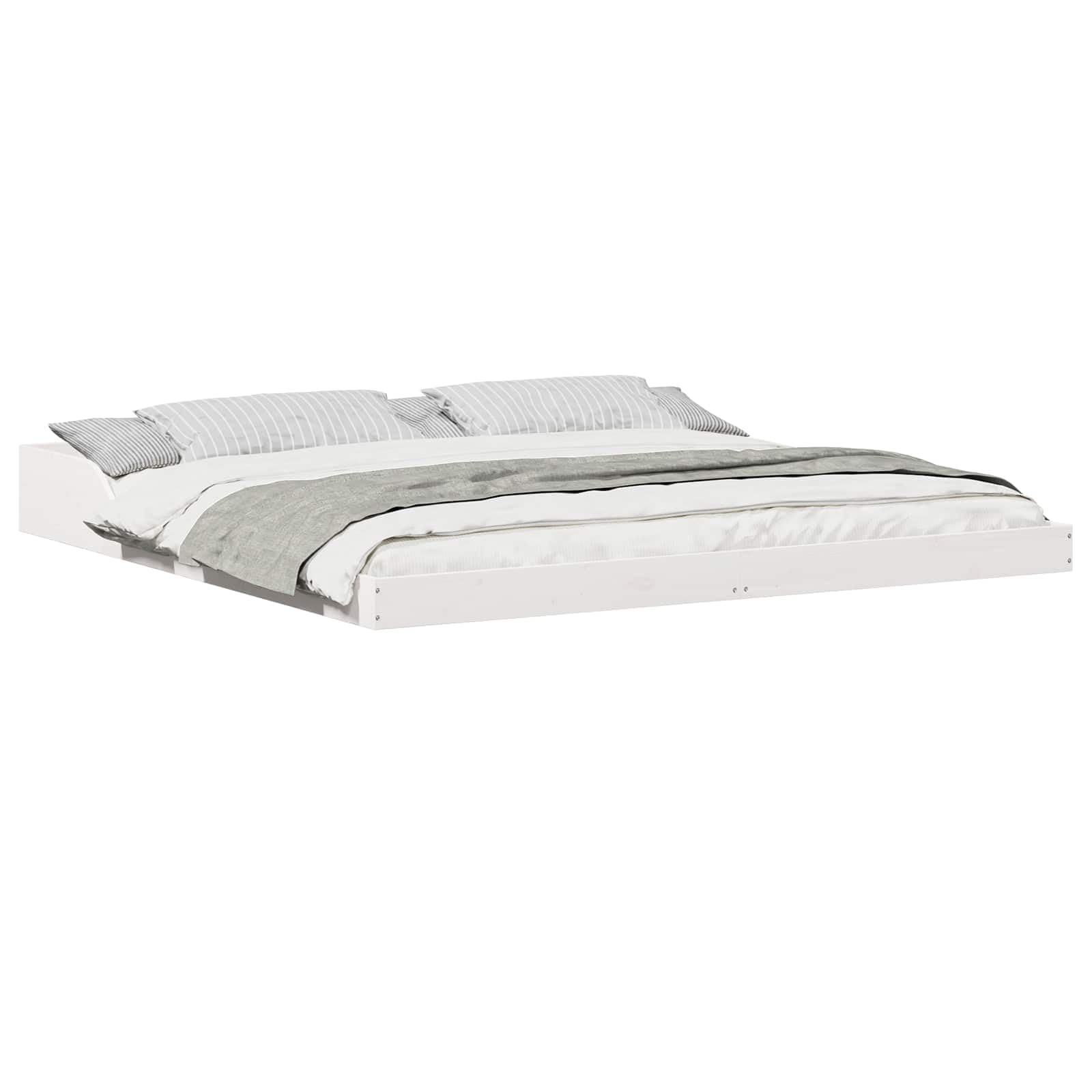 vidaXL Bettrahmen Weiß 200 x 220 cm Massives Kiefernholz