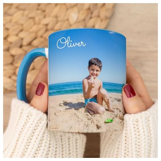 Wanapix - Taza Personalizada con Foto y Textos - Taza de Cerámica con Diseño Personalizable por fuera y Color a Elegir por dentro - Tazas Originales para Regalo (Interior Azul Celeste)
