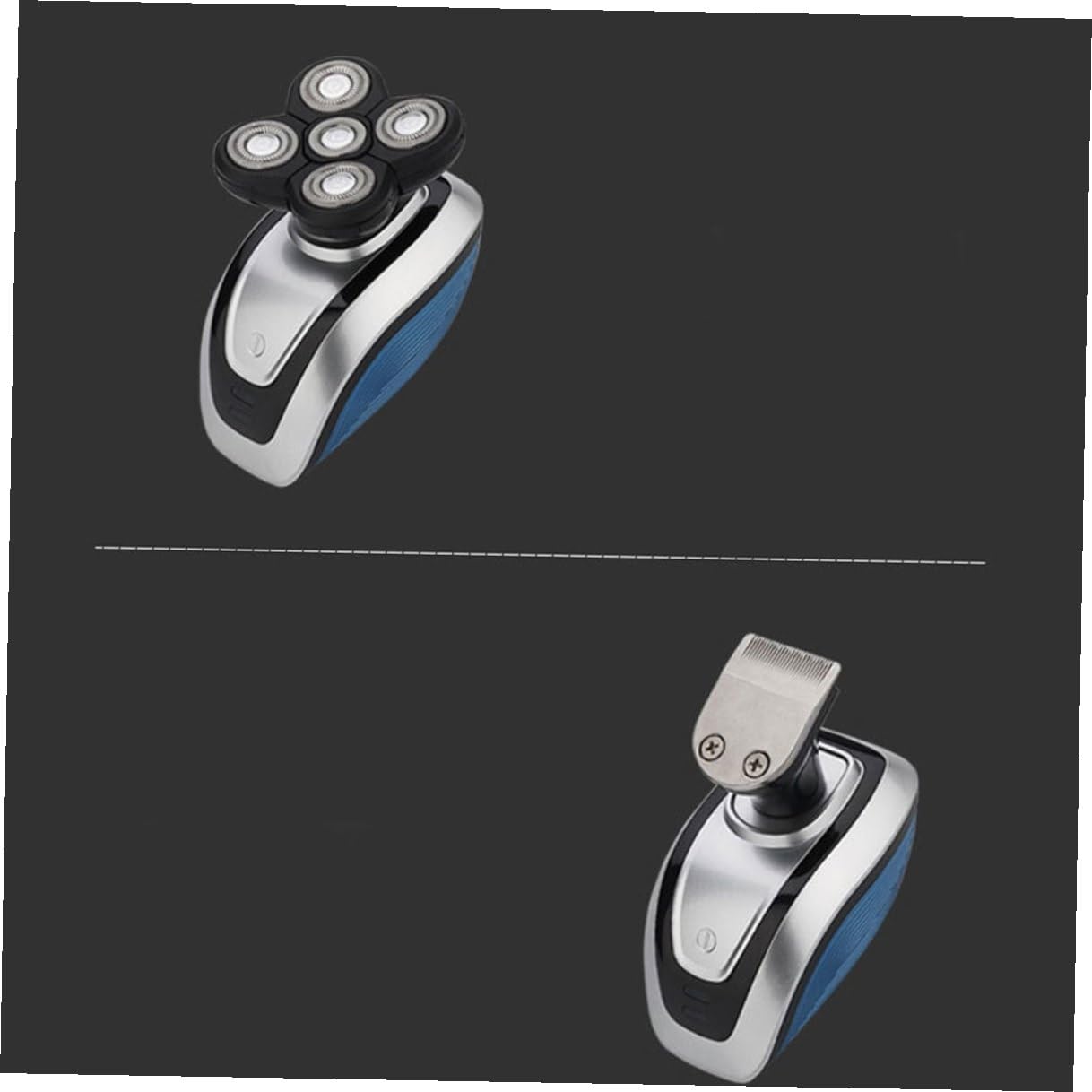 Rasoio Elettrico Uomo 5 Testine Rotanti 4d, Rasoio Barba Intelligente Ricaricabile USB in Abs per Viso e Testa, Design Dual Purpose e Portatile
