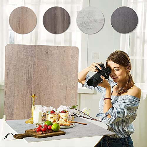 2Pcs Double Sided Photo Backdrop Boards For Flat Lay, 24X24In Wooden Cement Food Photography Background Tabletop Backdrop For Video Shooting, Eoajafou #TOP19
