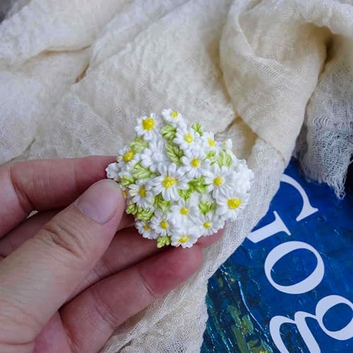 Imán decorativo de cerámica margarita blanca miniatura 2