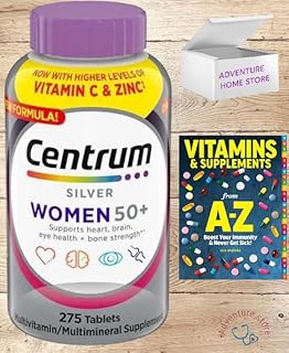 Centrum Silver Women 50+ Multivitamínico, suministro de 8 meses, 275 tabletas + guía de vitaminas exclusiva libro gratuito no se puede vender por separado (paquete de 1 botella)