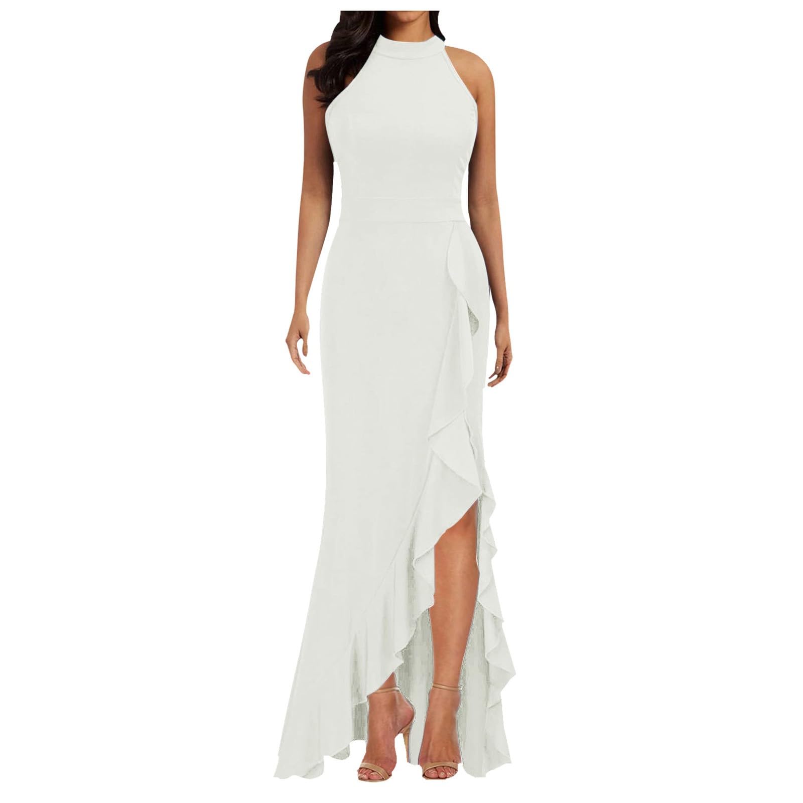 Jupe Femme Longue Robe Femme Active Valise Base Chic Silhouette Midi Polyester Souple Taille Élastique Dos Nu Bretelles Longueur Polyvalente Porté Facile Quotidien Couleur Variante Taille STANDARD