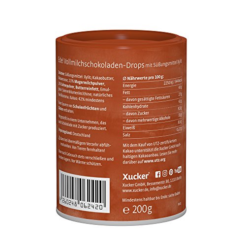 Xucker 3 x 200 g chocoladedruppels set, edele volmelk, wit, edelbitter - koolhydraatbewuste chocoladedruppels - met… - Afbeelding 4