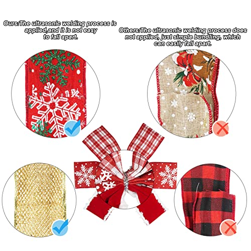 Christmas-Tree-Topper-Bow48x-13-Large-Velvet-Christmas-Wreath-Bows-Xmas-Ornaments-with-Long-Plaid-Streamer-Wired-Edge-Ribbon-for-Farmhouse-Christmas-Decoration-Red Christmas Tree Topper Bow48x 13 Large Velvet Christmas Wreath Bows Xmas Ornaments with Long Plaid Streamer Wired Edge Ribbon for Farmhouse Christmas Decoration Red