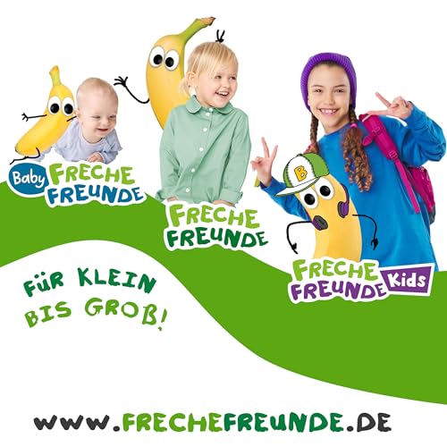 FRECHE FREUNDE Bio Knusper Herzchen aus gepufftem Mais, mit Bananen und Erdbeerpulver, fruchtig-süße Knabberei für Kinder, vegan, glutenfrei, 9er Pack (9 x 30g)